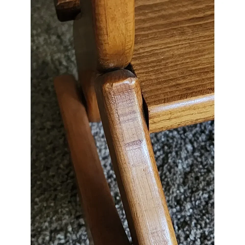 FOLDING Solid Wood Vtg Child Doll Rocking Chair Heart Shape Cottage Core Country